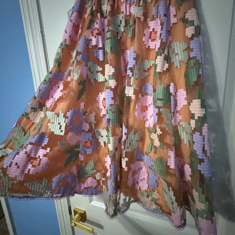 Maeve Brown Ruffled Midi Resort Skirt